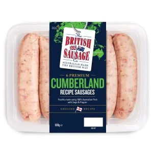6 PREMIUM CUMBERLAND RECIPE SAUSAGES &bull; BSC Cumberland Recipe Sausages 6pk 500g WEB 751x751px rgb