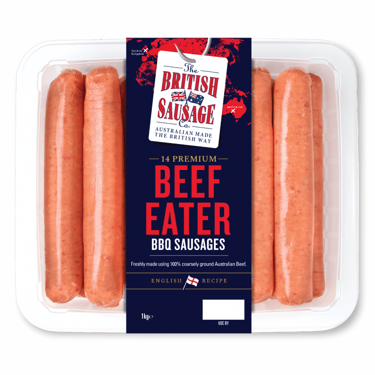 14 PREMIUM BEEF EATER BBQ SAUSAGES (1KG) British Sausage
