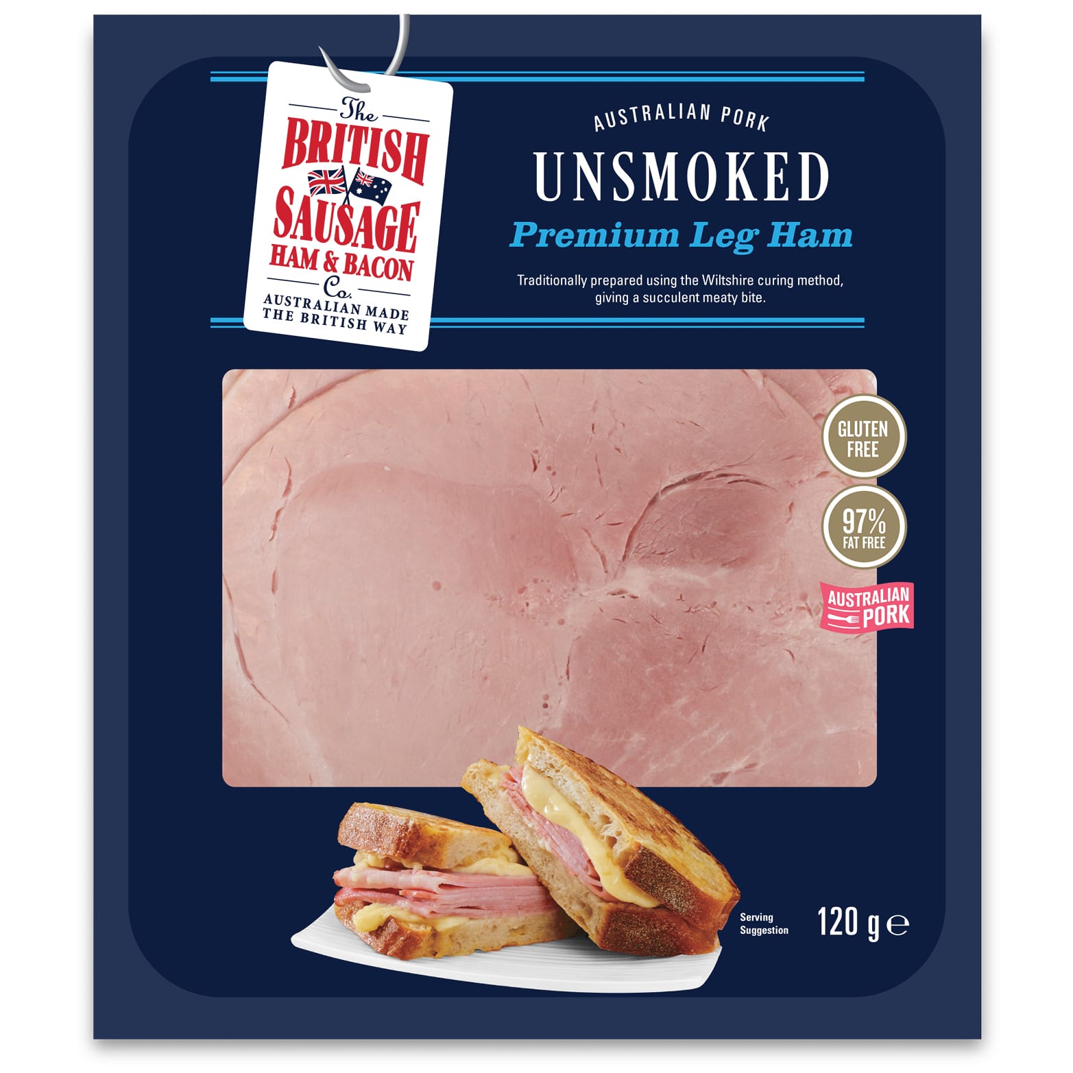 UNSMOKED PREMIUM LEG HAM &bull; BSHBC Leg Ham Unsmoked 120g SEPT 2025 WEB