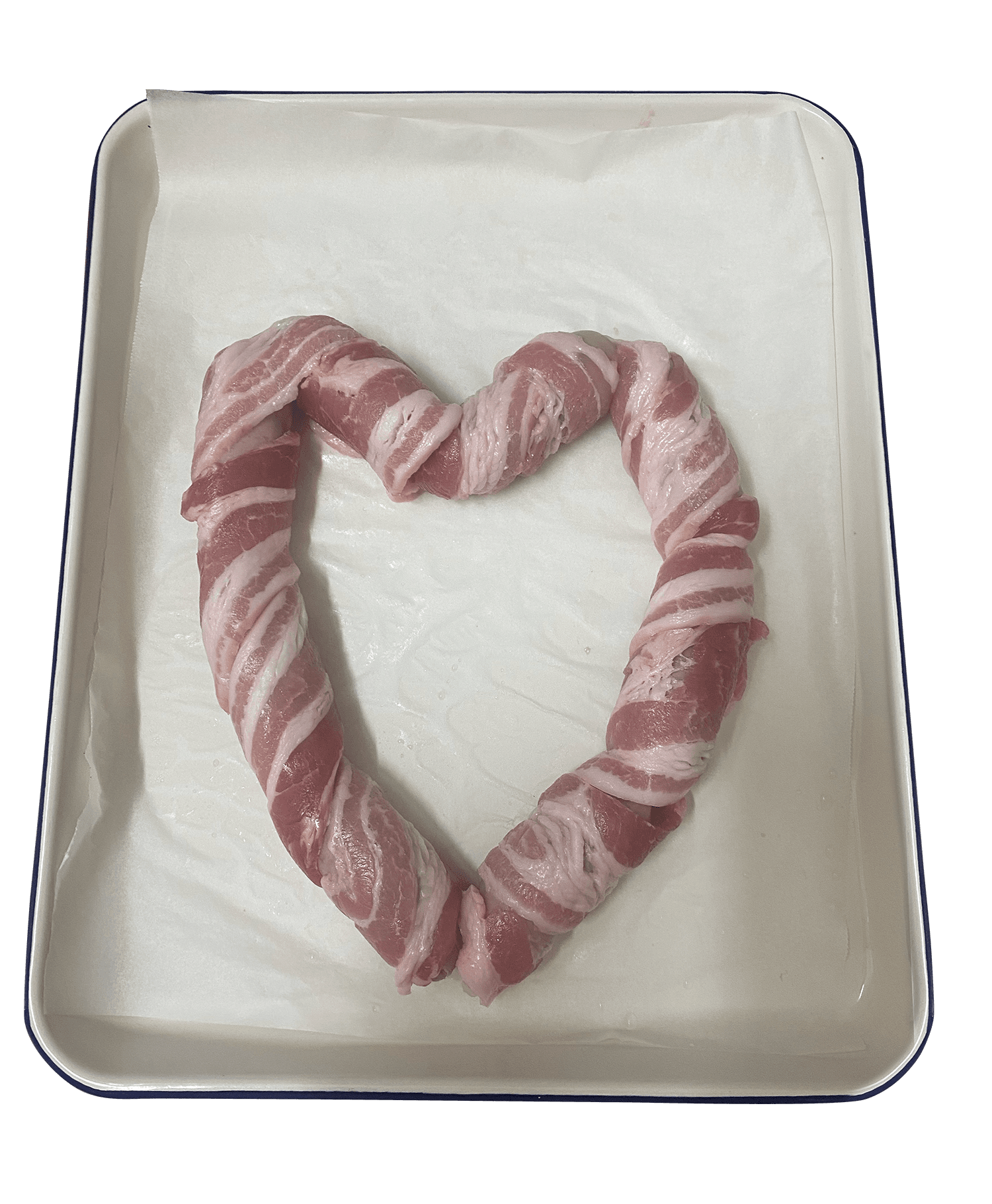 Love Sausage &bull; Bacon Heart Raw on Tray rgb